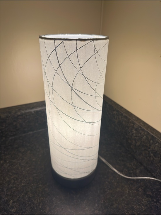 Kenroy home Other - White Cylinder Lantern with Silver Swirl Accent